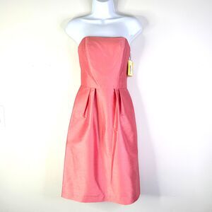 Alfred Sung Dress Women 2 Papaya Pink Strapless Cocktail Formal Elegant Glam NWT